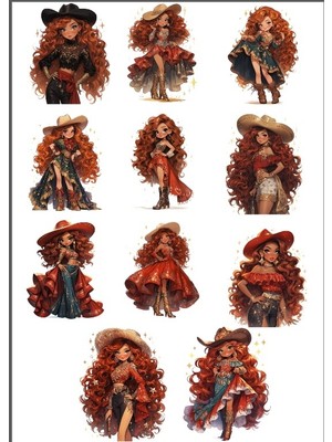 Kovboy Kız Sticker Set