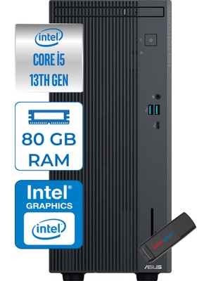 Asus Expertcenter P500MV Intel Core I5-13420H 80GB Ddr5 256GB SSD WIN11PRO Minitower Masaüstü Bilgisayar WA5136216512B0DW26+Zettausbbellek