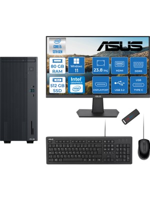 Asus Expertcenter P500MV Intel Core I5-13420H 80GB Ddr5 512GB SSD WIN11HOME 100Hz 23.8 IPS Mon. Minitower Masaüstübilgisayar WB5136216512B0DH27+ZETTAUSBBELLEK