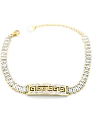 Baget Taşlı Bileklik - Altın