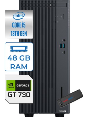 Asus Expertcenter P500MV Intel Core İ5-13420H 48GB Ddr5 2tb SSD Freedos 4GB/GT730 Minitower Masaüstü Bilgisayar WD5136216512B0DF19+Zettausbbellek