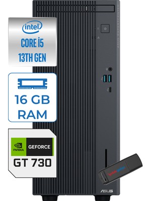 Asus Expertcenter P500MV Intel Core İ5-13420H 16GB Ddr5 4tb SSD WIN11HOME 4GB/GT730 Minitower Masaüstü Bilgisayar WD5136216512B0DH05+Zettausbbellek
