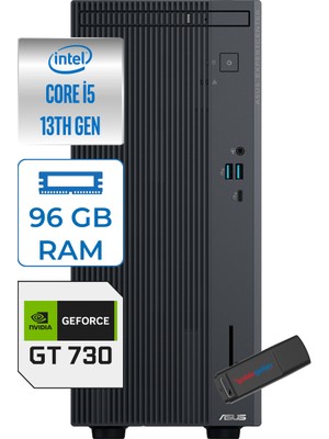 Asus Expertcenter P500MV Intel Core İ5-13420H 96GB Ddr5 256GB SSD WIN11HOME 4GB/GT730 Minitower Masaüstü Bilgisayar WD5136216512B0DH31+Zettausbbellek