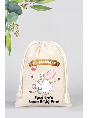 Isme Özel Çocuklar Için Bayram Harçlık Bez Kesesi, Bayram Şekeri Bez Kesesi - Model 14-15,5X20CM