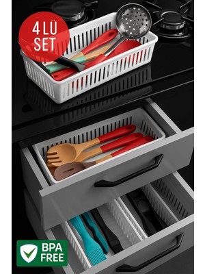 4'lü Çekmece Içi Kaşıklık Sepet Organizer