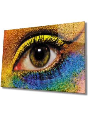 Shopping Haven Kadınlar Renkli Göz Makyajı Cam Tablo, Ev ve Ofis Duvar Dekoru Hediyelik Büyük Tablo Dayanıklı Cam