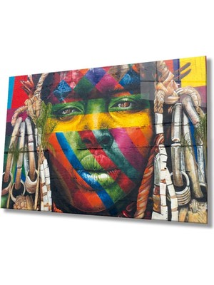 Shopping Haven Renkli Siyahi Kadın Cam Tablo Ev ve Ofis Duvar Dekoru Hediyelik Büyük Tablo Dayanıklı Temperli Cam