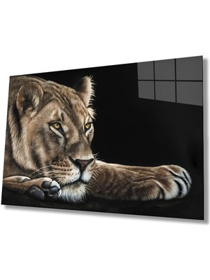 Shopping Haven Aslan Hayvan Cam Tablo 4mm Dayanıklı Temperli Cam