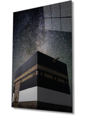 Kabe Kutsal Topraklar Dini Islami Cam Tablo Ev ve Ofis Duvar Dekoru Hediyelik Büyük Tablo 4 mm Cam