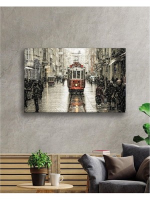 Istanbul Istiklal Caddesi Manzara Dayanıklı Cam Tablo , Hediye 72 x 46