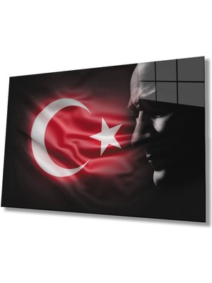 Türk Bayrağı ve Atatürk Cam Tablo