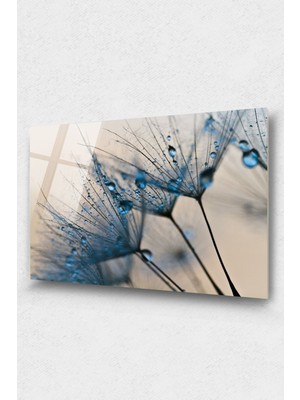 Shopping Haven Mavi Karahindiba Cam Tablo, Restoran Tablo, Çiçek Dekorasyonu Tablo, Büyük Tablo, Cam Duvar Tablo