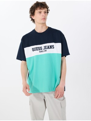 Guess Jeans Bisiklet Yaka Desenli Çok Renkli Erkek T-Shirt M5GI45K8FQ4FJ7O Gj Ss Cn Os Horızo