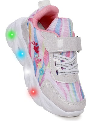 Kiko Kids Teno Cırtlı Işıklı Kız Bebek Spor Ayakkabı