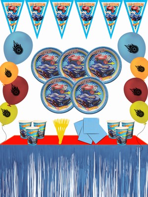 snowparty HotWheels Metalize Masa Etekli Afişli Arabalar Hot Wheels Ateşli Tekerler Doğum Günü Parti Malzemeleri Seti