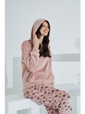 Etoile Soft Kanguru Cepli Kapşonlu Kadife Kadın Eşofman Takımı