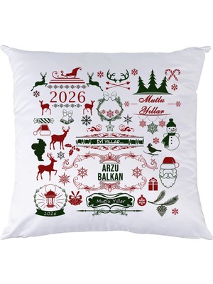 Biresimden Isimli Iyi Yıllar Temalı Yılbaşı Hediyesi Yastık