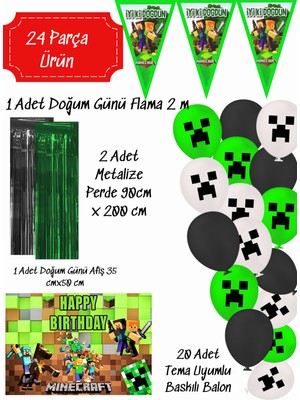 snowparty Minecraft Doğum Günü Süsleri Parti Seti