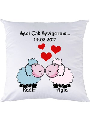 Biresimden Aşık Kuzular Sevgiliye Hediye Isimli Yastık
