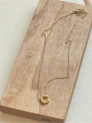 Aida Jewelss 316 L Cerrahi Çelik C Harf Kolye Çelik Kararmaz Paslanmaz