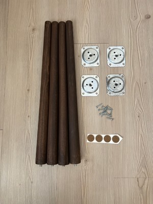 Hamadex 60CM Koyu Meşe, Konik Ayak Ahşap Masa , Sandalye, Sehpa Ayağı 4ADET (Aparatlar Dahil)