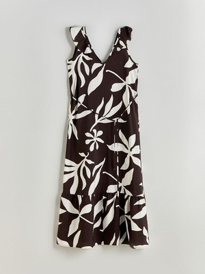 Lcwaıkıkı Classic  V Yaka Çiçekli Kuşaklı Elbise  (S5)