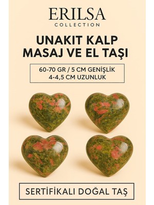Tesbih Atölyesi Sertifikalı Kalp Kesim Unakit Masaj Terapi Taşı