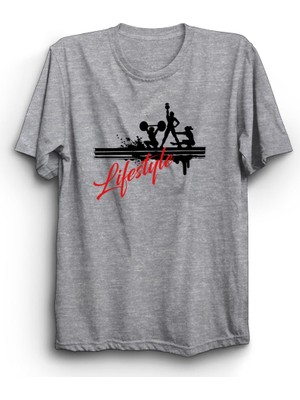 Lifestyle, Yaşam Tarzı, Gym, Spor, Fitness Baskılı %100 Pamuk Tişört