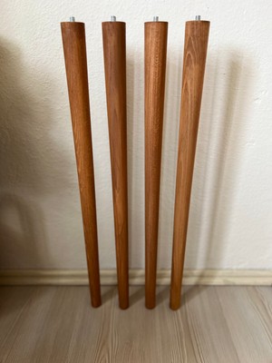 Hamadex 50 cm Açık Meşe Ahşap Konik Ayak – Masa, Sandalye, Sehpa Ayağı (4'lü Set, Metal Aparatlar Dahil)