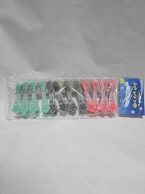 12 Adet Silikon Papatya Desenli Çamaşır Mandalı Iz Bırakmaz