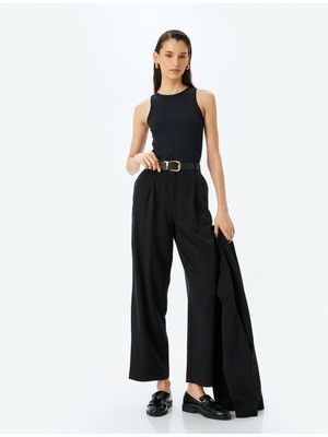 Koton Cepli Yüksek Bel Geniş Paça Kumaş Pantolon