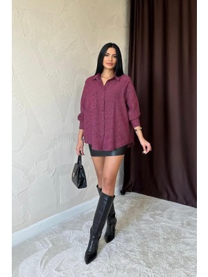 Gökyüzü Moda Fuşya Işıltılı Gömlek