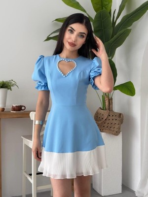 Gökyüzü Moda Safe Kalp Detaylı Elbise
