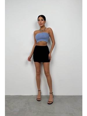 Gökyüzü Moda Straplez Fitilli Crop