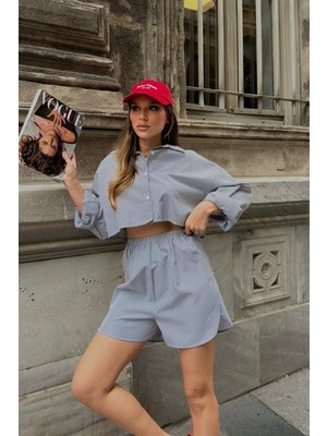 Gökyüzü Moda Volerie Çizgili Şortlu Takım 9342-17