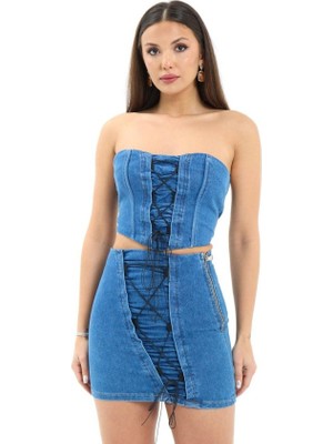 Gökyüzü Moda 6923 Kot Takım-Mavi