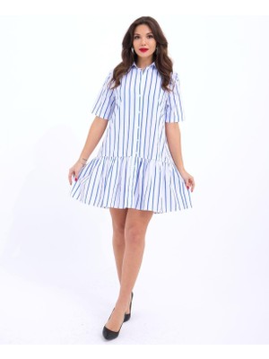 Gökyüzü Moda 6934 Elbise-Baltimore Çizgili