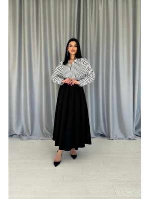 Gökyüzü Moda Siyah Çizgili Gömlek