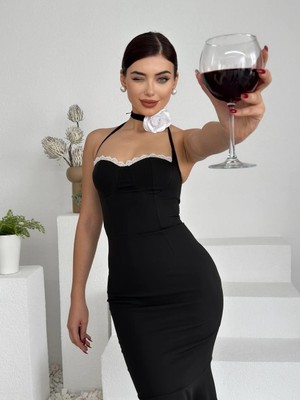 Gökyüzü Moda Monea Boyundan Bağlamalı Elbise