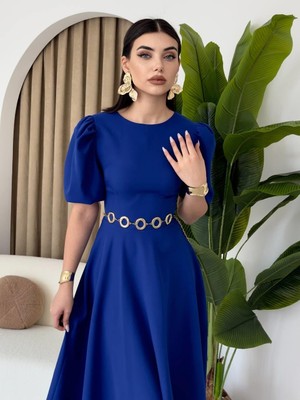 Gökyüzü Moda Catania Balon Kol Elbise