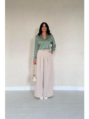 Gökyüzü Moda Mint Saten Gömlek