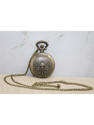Kişiye Özel Sultanahmet Kabartmalı Antik Bronz Cep Saati