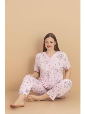 Pijamerry Kadın Büyük Beden Dantel Yaka Bambu Kısa Kol Ince Pijama Takımı 5989 - 1 Adet
