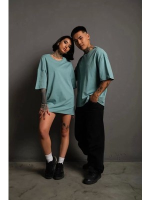 Erkek 24/1 Düz A Kaliteoversizet-Shirt-Mint Yeşili