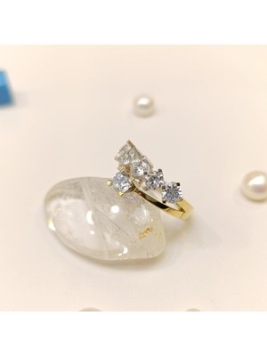 Bitişik Tek Taş ve Beş Taş Yüzük 14 Ayar Altın Hd Videolu