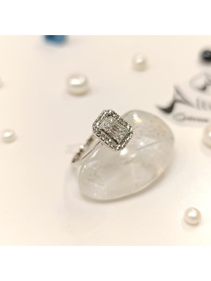 0.10CT F Color Baget Pırlanta Taşlı Yüzük 14 Ayar Altın Hd Videolu