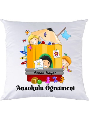 Biresimden Anaokulu Öğretmenine Hediye İsimli Yastık