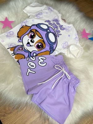 Kız Çocuk Paw Patrol Skye Yazlık Tişört Şort Ikili Takım