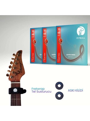 Coated Seri Elektro Gitar Teli Ceg 10-46 L 3psfb 3'lü Set+Fretwrap+Askı Kilidi