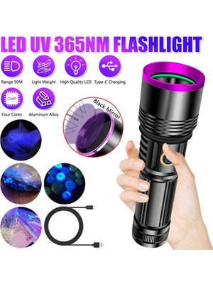 Büro Ev Ofis Iş Güvenliği Için Şarjlı Uv 20W 26650 Pilli Profesyonel El Feneri